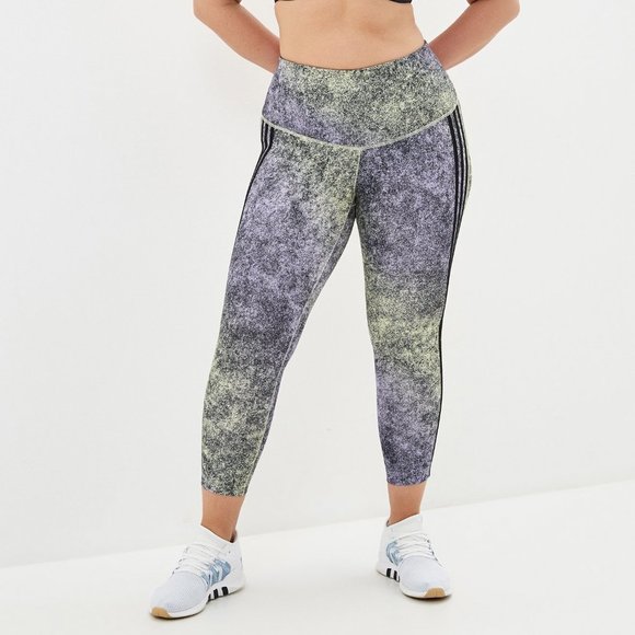 Adidas Fl9185 Plus Size 7/8 Plus  Tights Yellow Tint / Black - Picture 1 of 3